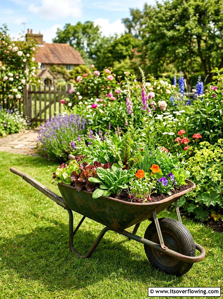 Wheelbarrow Vegetable Planter - 25 creative garden ideas with container vegetables