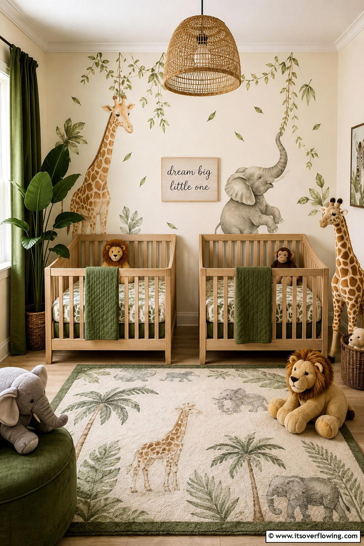 Whimsical Animal Motifs - 30 Twin Nursery Ideas for Stylish & Functional Baby Spaces