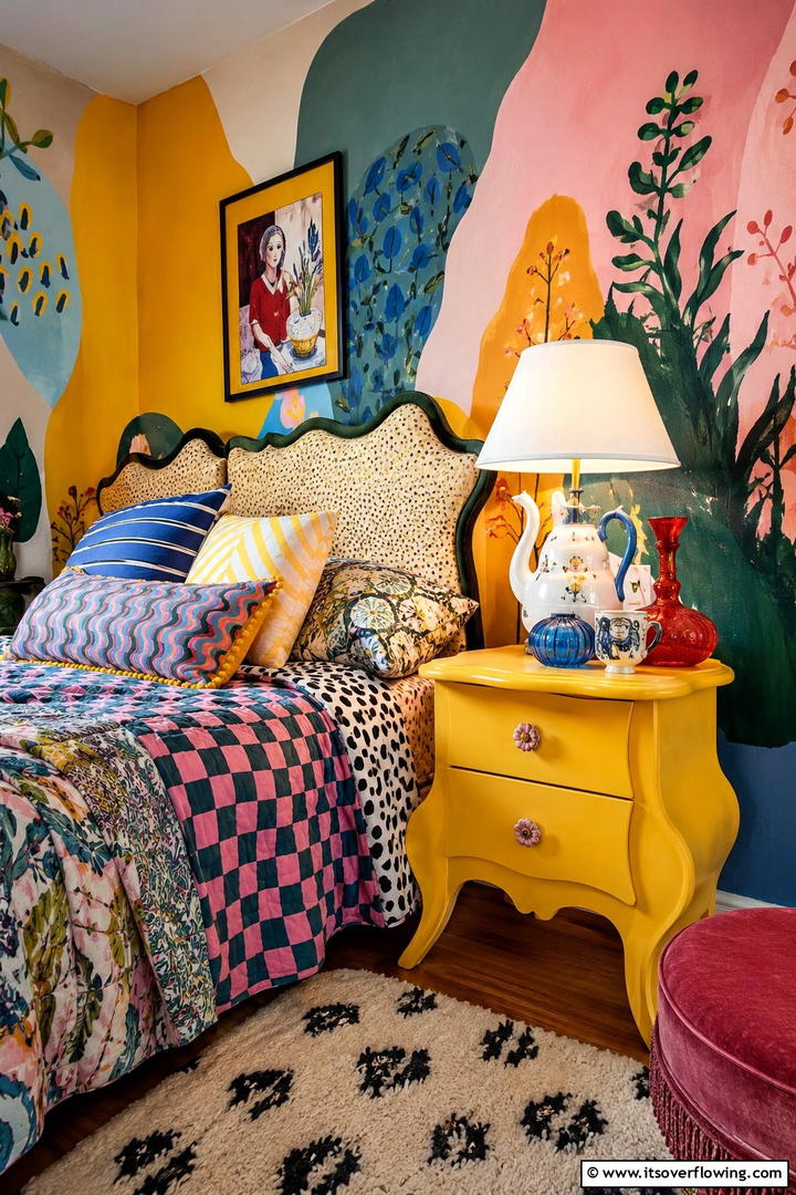 Whimsical Artistic Nightstand - 30 Nightstand Decor Ideas to Enhance Your Bedroom Style