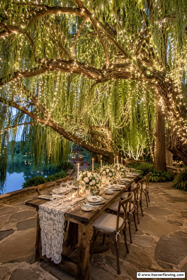 Whimsical Fairy Light Dining - 30 Inviting Outdoor Dining Area Ideas for Al Fresco Meals