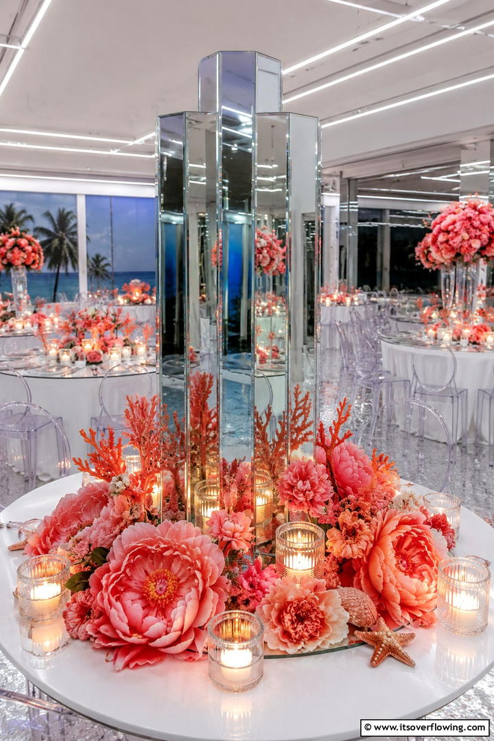 Whimsical Mirror Reflection Design - 30 Tall Wedding Centerpiece Ideas for Elegant Table Displays