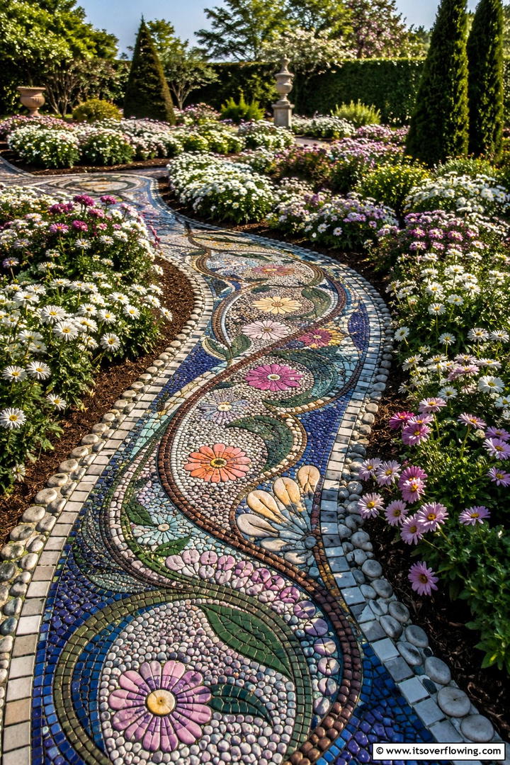 Whimsical Mosaic Paths - 30 Parterre Garden Ideas for Elegant Outdoor Spaces