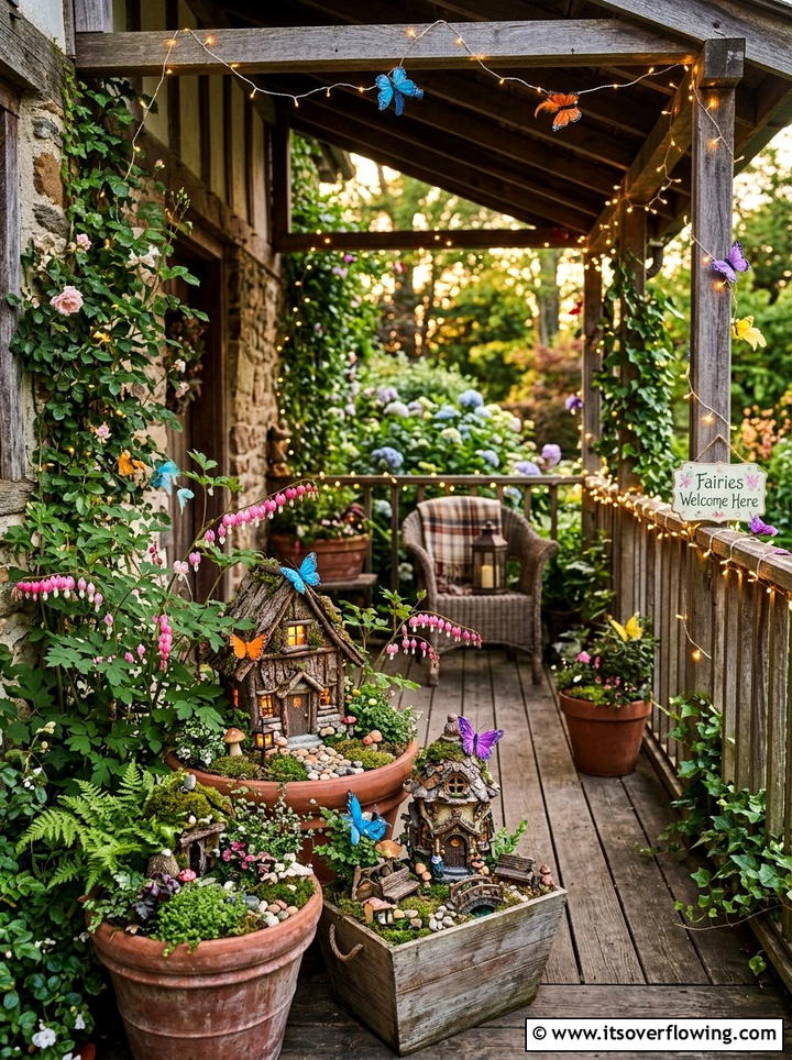 Whimsical fairy porch - 25 front porch ideas with spring decor