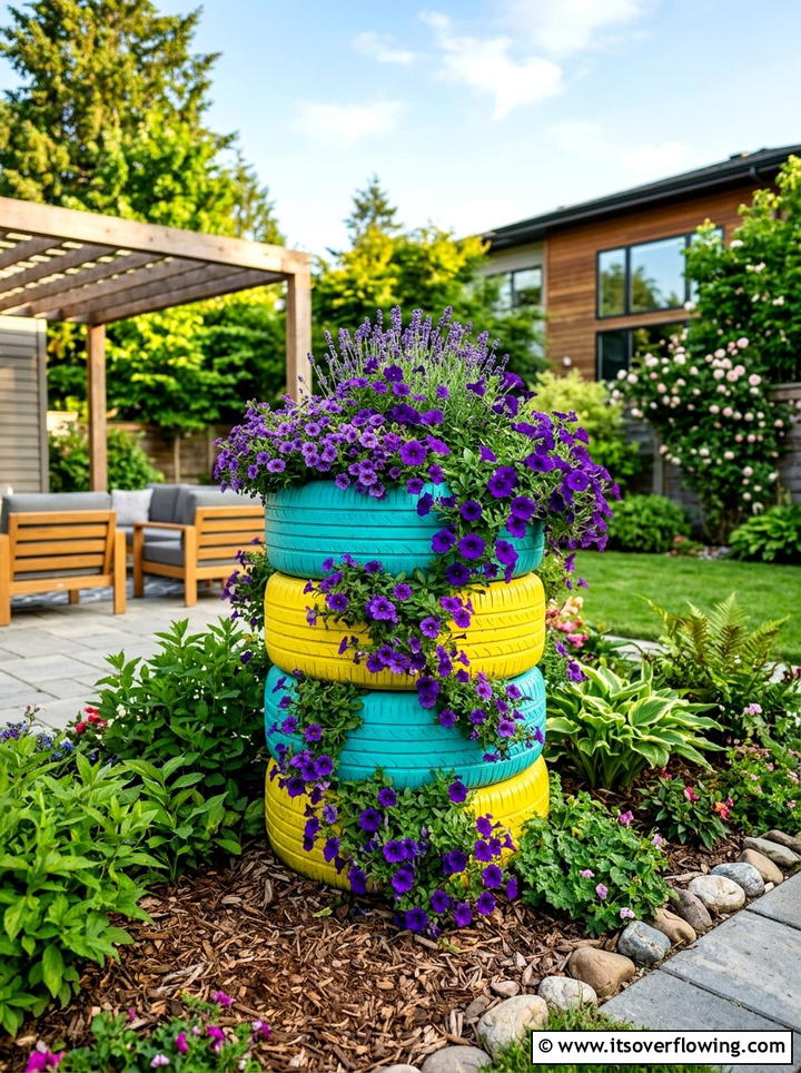 Whiskey Barrel Planter - 25 backyard ideas with repurposed containers