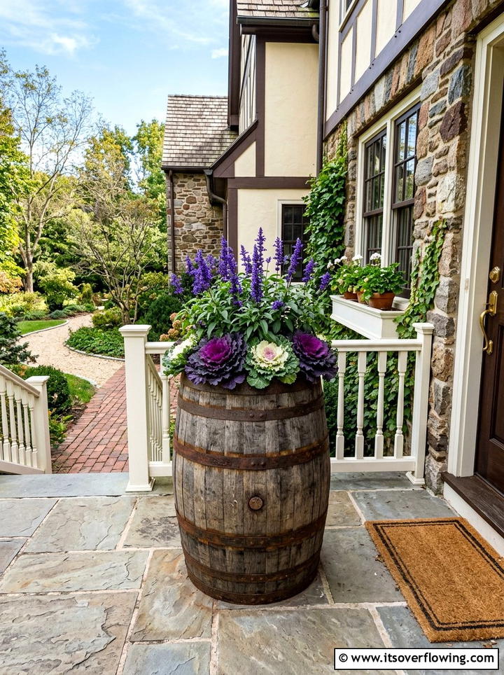 Whiskey Barrel Planters - 25 front porch ideas with planters