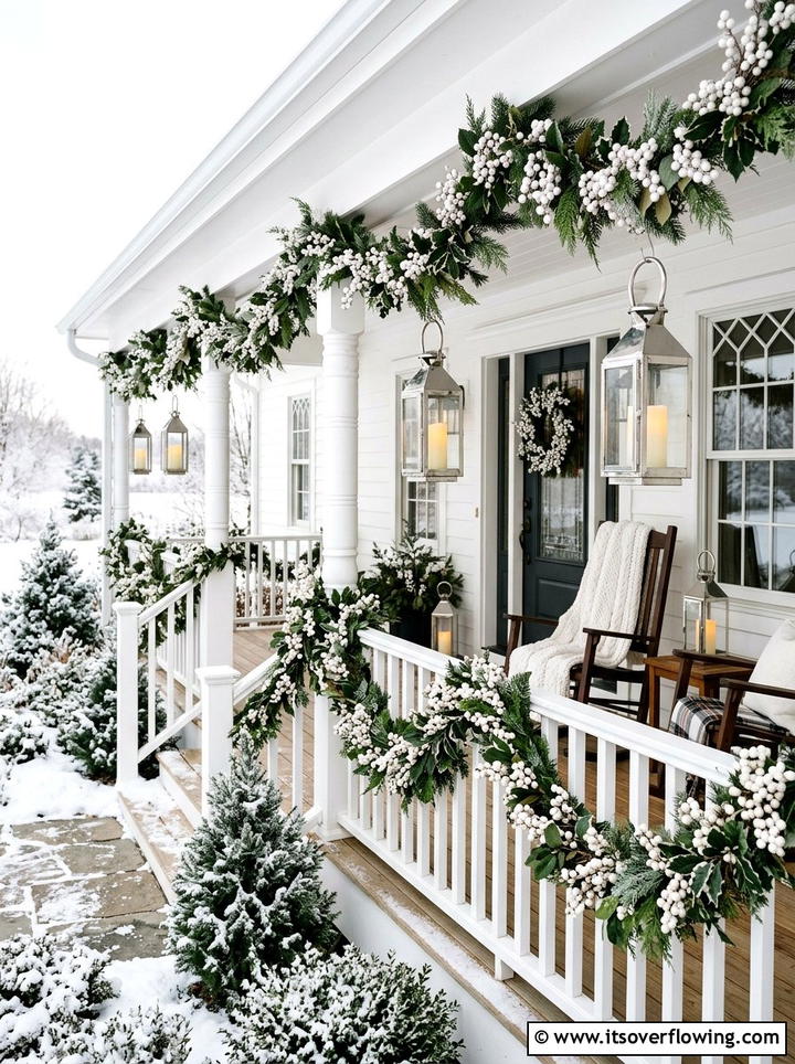 White Berry Garland Porch - 25 front porch decor ideas with garlands