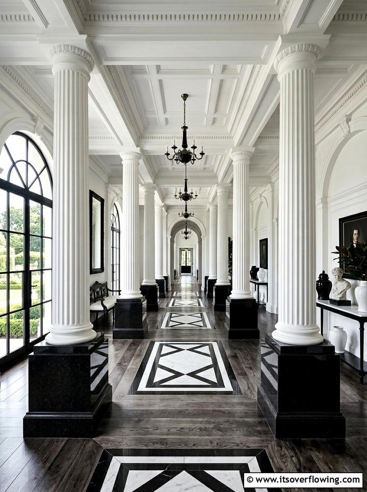 White Columns With Black Base - 25 front porch ideas with black and white theme