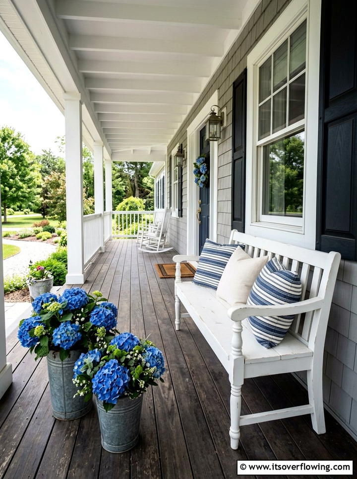 White Farmhouse Bench Front Porch - 25 front porch decor ideas with antique benches
