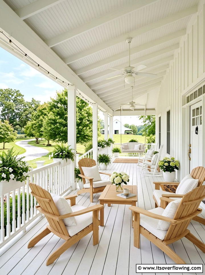 White Farmhouse Porch - 25 front porch ideas for covered porch
