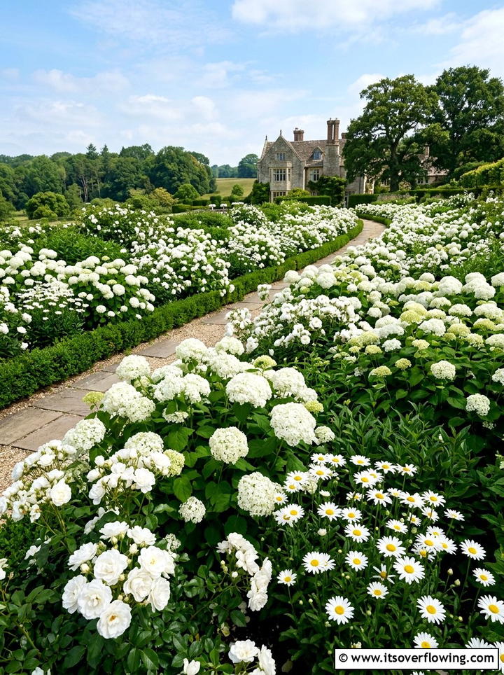 White Flower Bed - 25 garden design ideas with repetition
