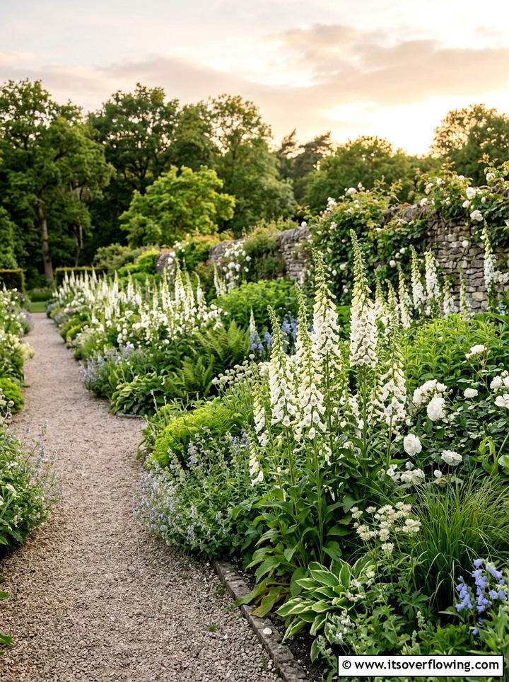 White Foxglove Garden Border - 25 creative garden ideas with moon gardens