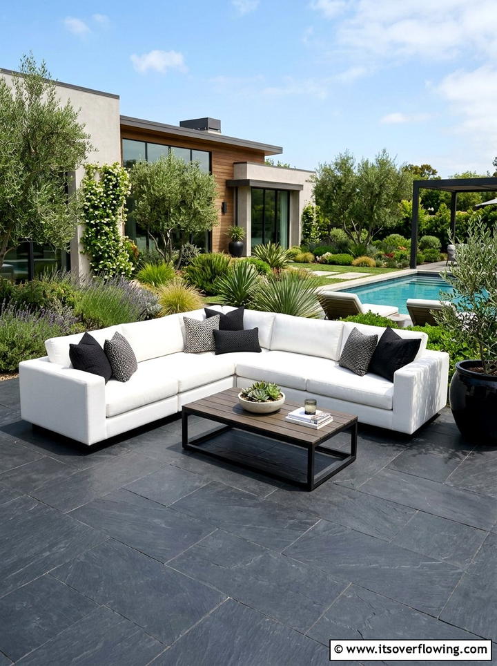 White Garden Furniture On Black Patio - 25 creative garden ideas with black and white gardens
