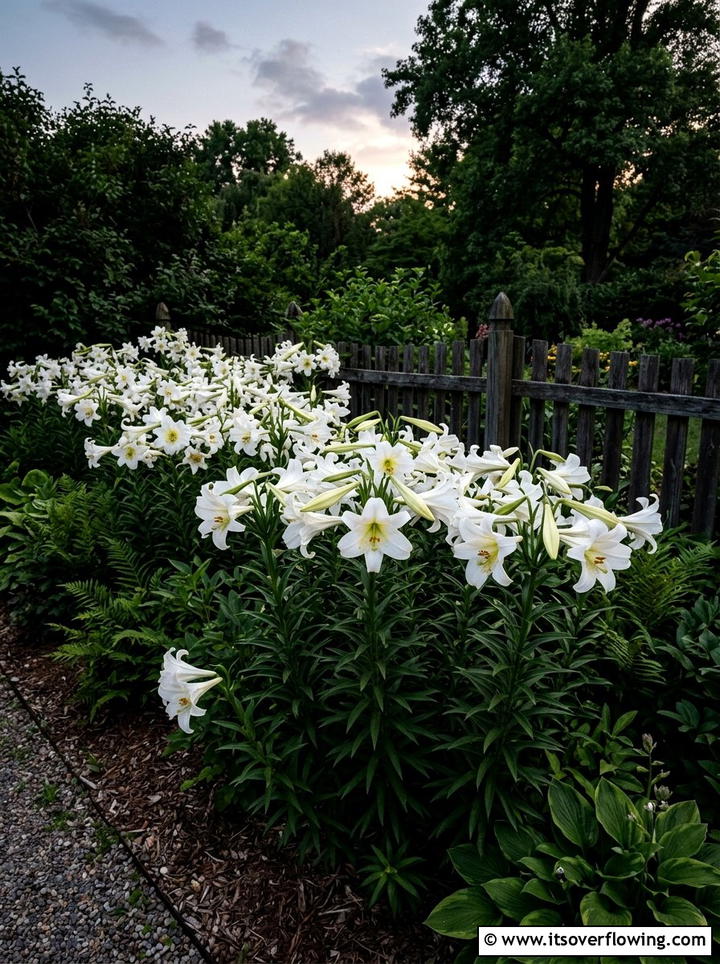 White Lily Flower Bed - 25 creative garden ideas with moon gardens
