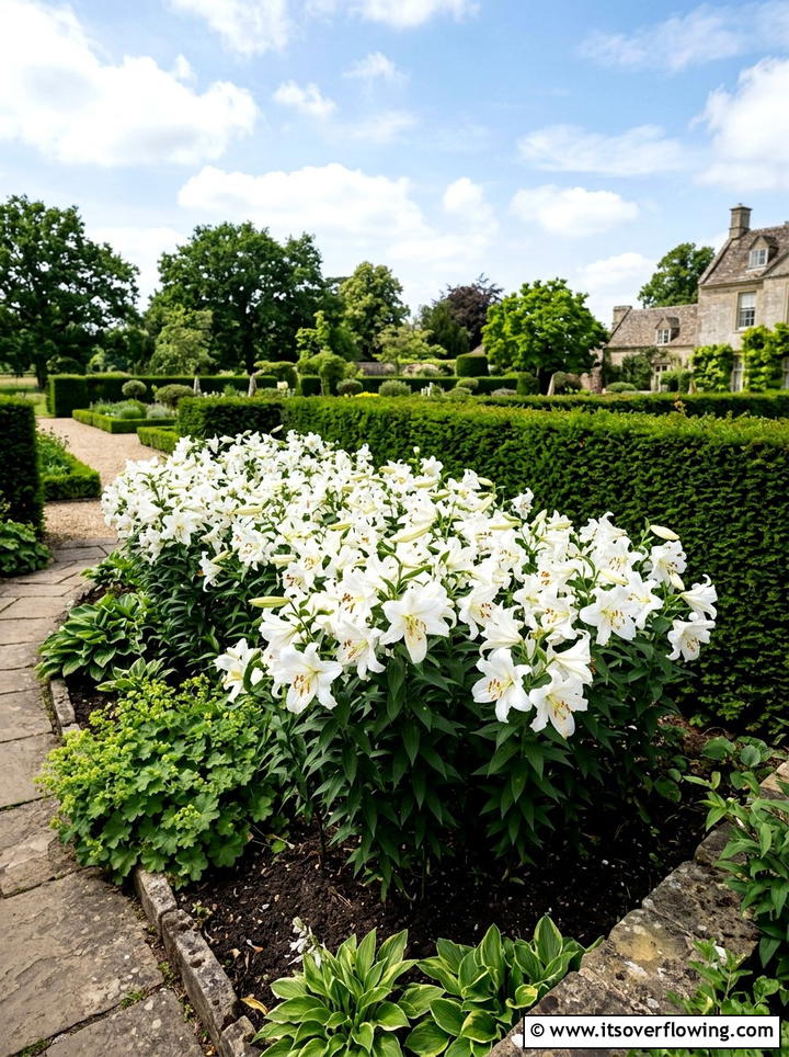 White Lily Garden Arrangement - 25 garden design ideas with monochrome plants