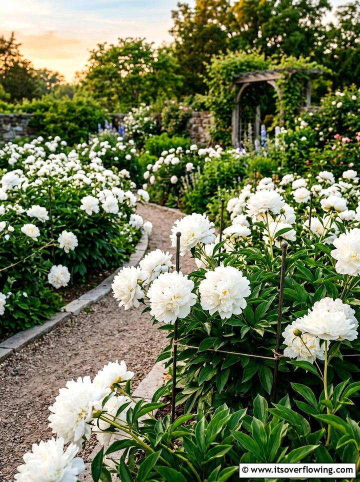 White Peony Flower Garden - 25 creative garden ideas with moon gardens