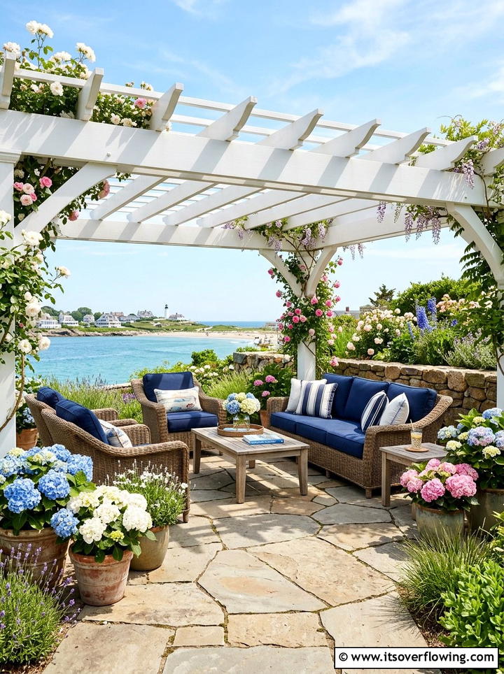 White Pergola On Stone Patio - 25 backyard ideas with pergola