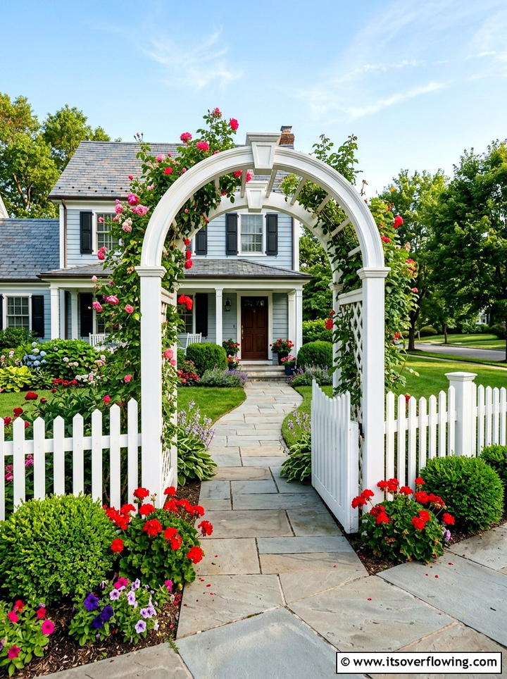 White Picket Fence Arbor - 25 garden ideas with arbors