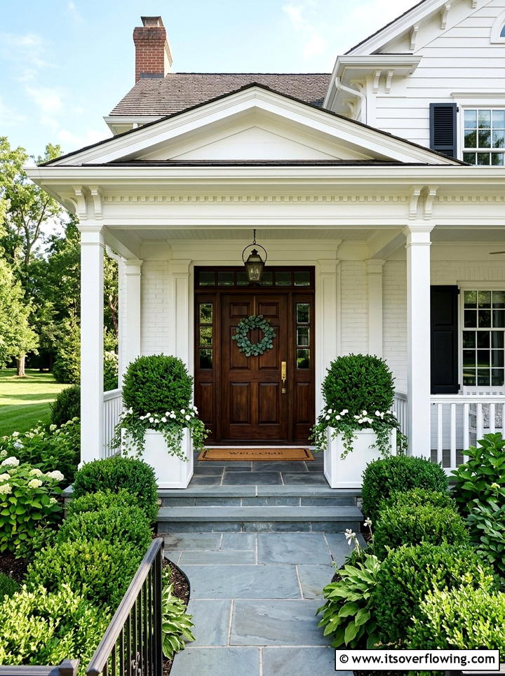 White Planters Front Door - 25 front porch ideas with neutral decor