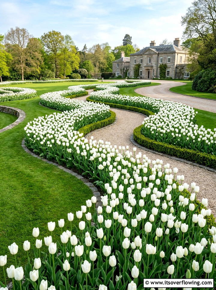 White Tulip Spring Garden - 25 garden design ideas with monochrome plants