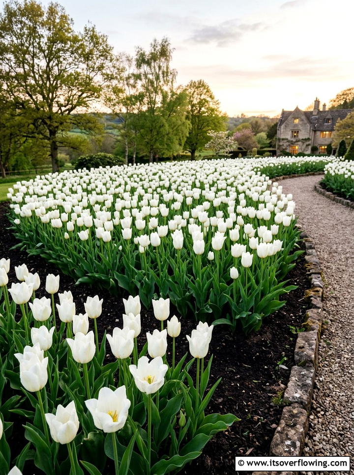 White Tulip Spring Garden - 25 creative garden ideas with moon gardens