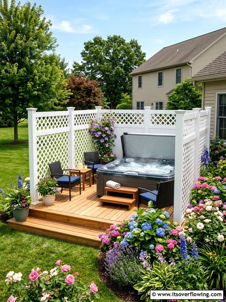 White Vinyl Lattice Privacy Panel - 25 garden decor ideas with privacy panels