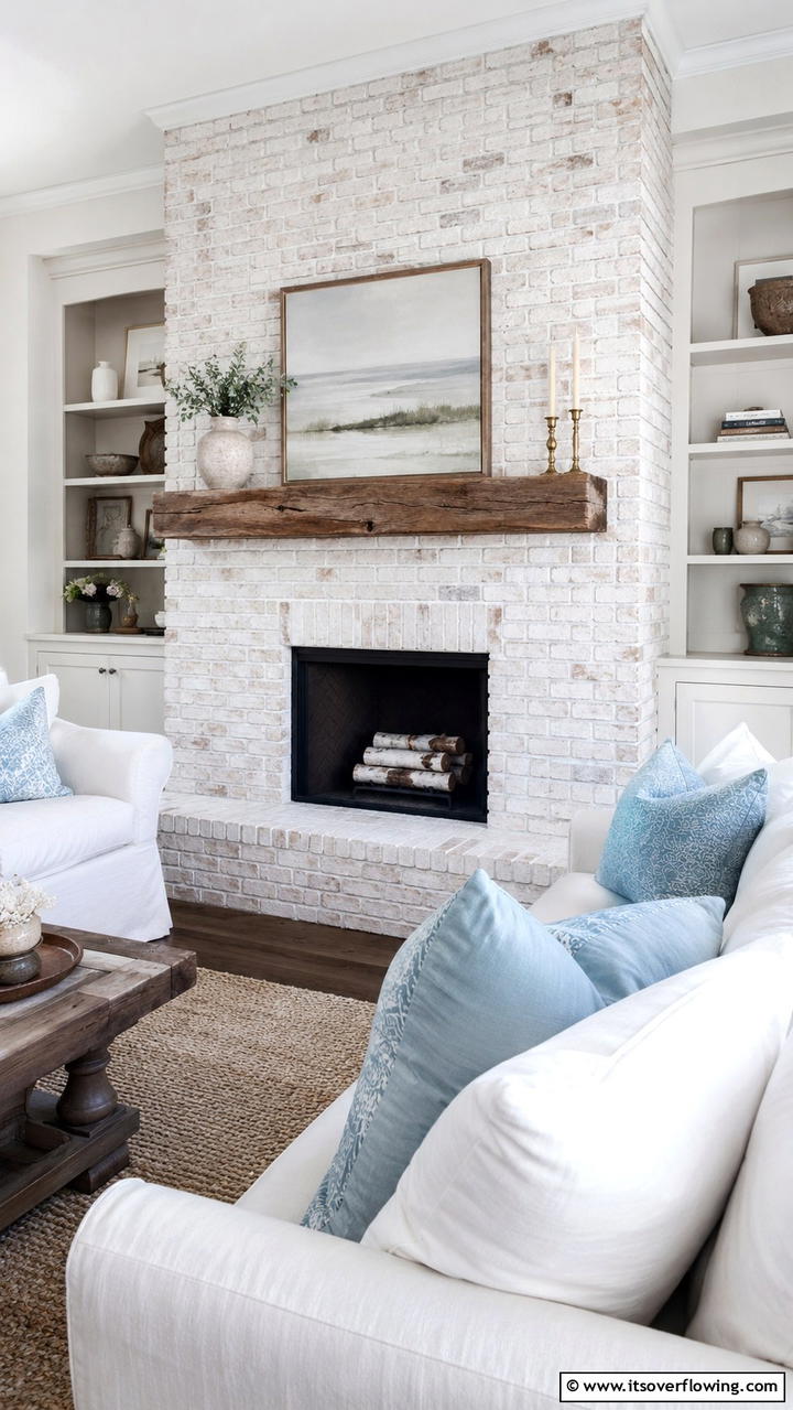 White Washed Brick Corner Fireplace - 25 Cozy Corner Fireplace Ideas for Your Home