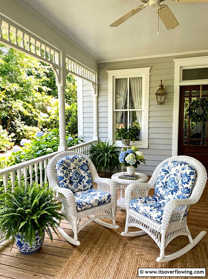 White Wicker Rocking Chair - 25 front porch ideas with wicker furniture