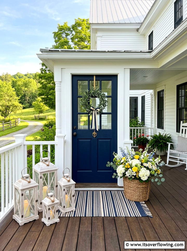 White Wood Lanterns - 25 front porch decor ideas with lantern clusters