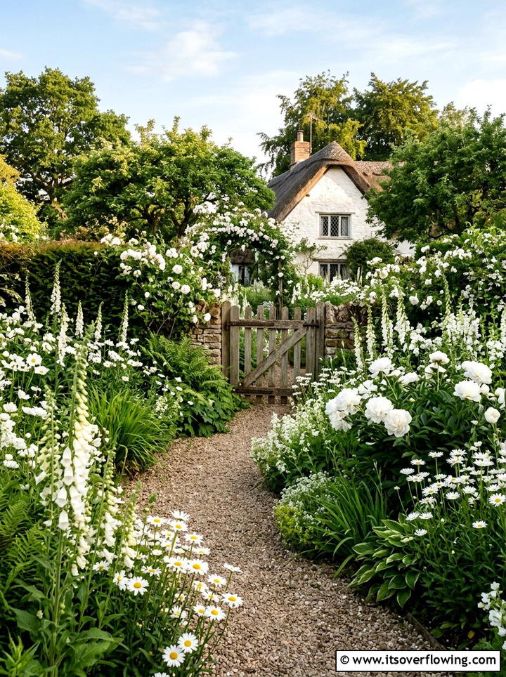 White cottage garden - 25 creative garden ideas with white flower gardens