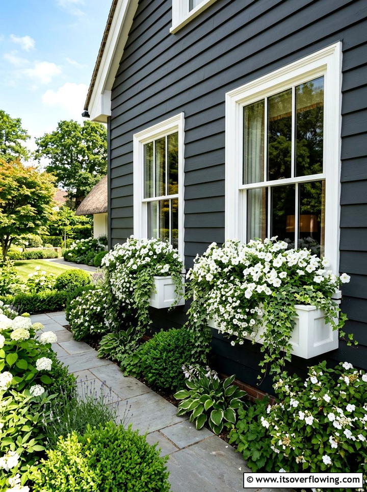 White flower window boxes - 25 creative garden ideas with white flower gardens