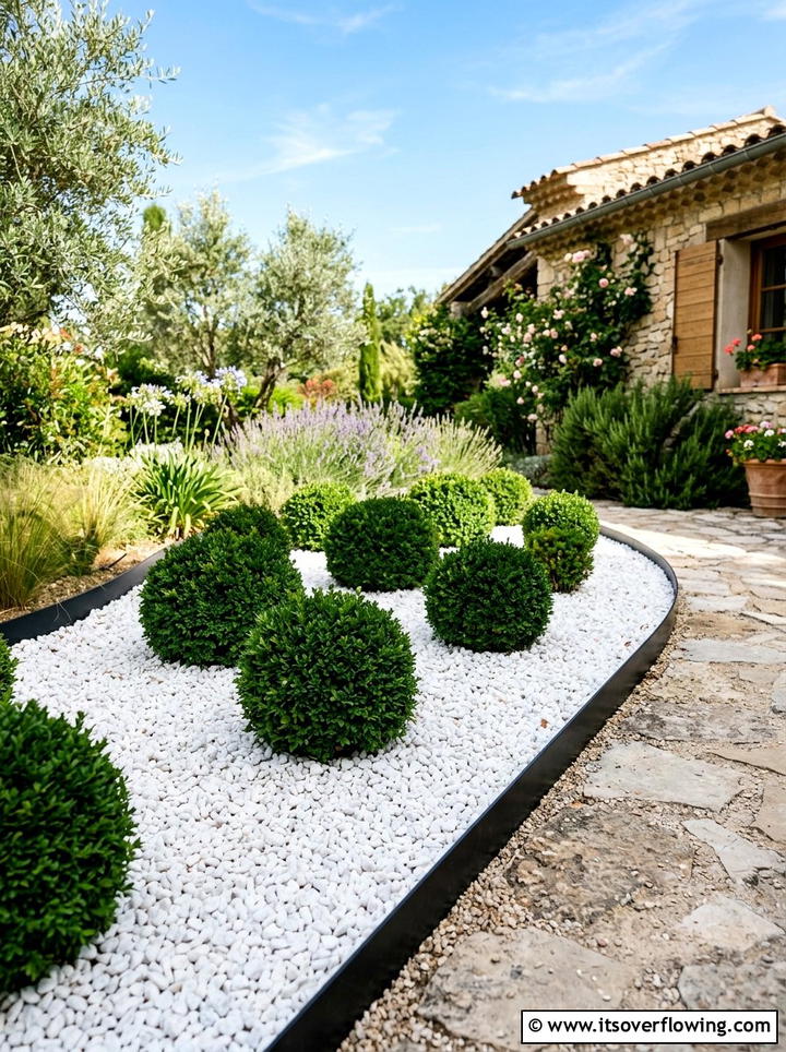 White gravel garden bed - 25 garden decor ideas with modern accents