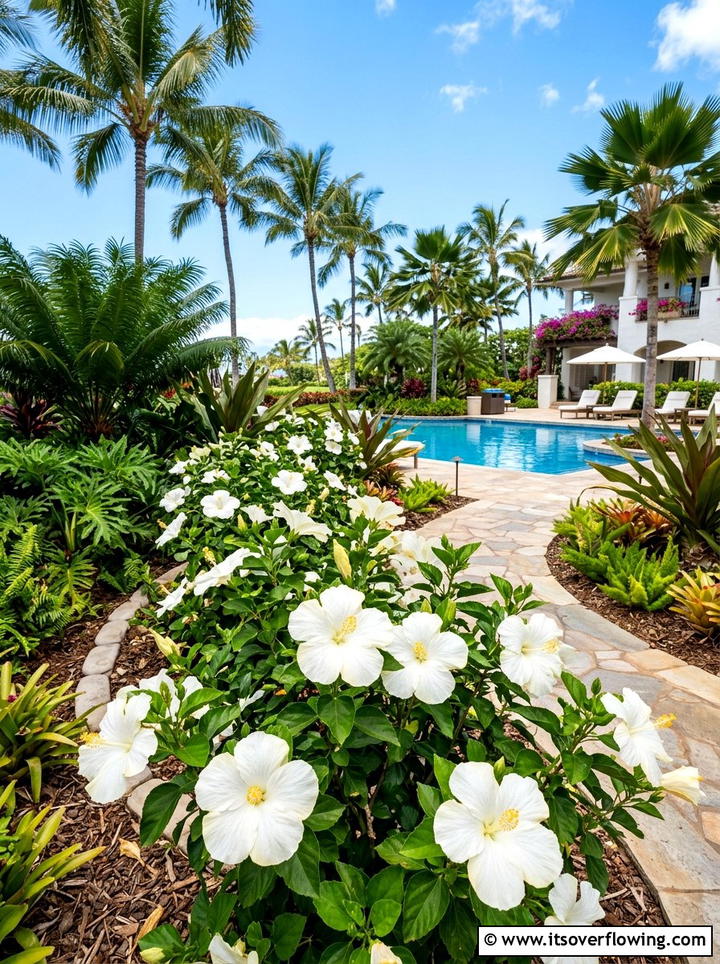 White hibiscus garden - 25 creative garden ideas with white flower gardens
