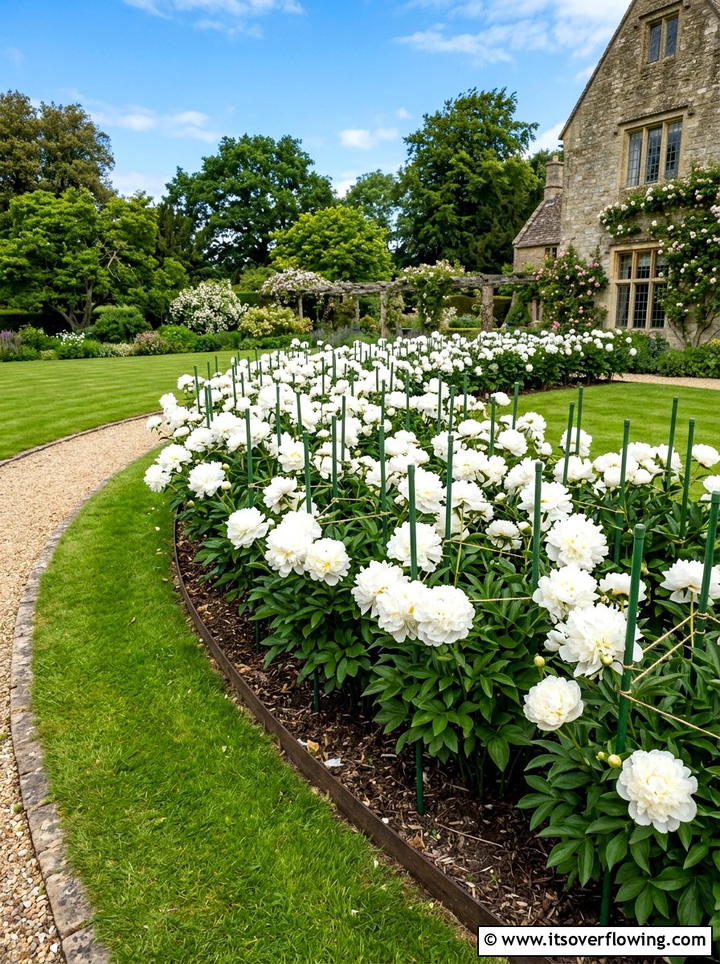White peony garden - 25 creative garden ideas with white flower gardens