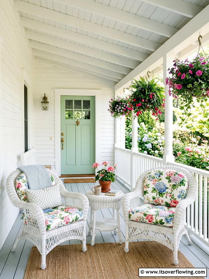 White rattan furniture - 25 front porch ideas with rattan furniture