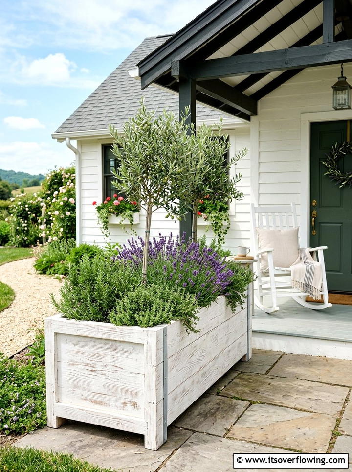 Whitewashed Farmhouse Wood Planter - 25 garden decor ideas with wooden planters