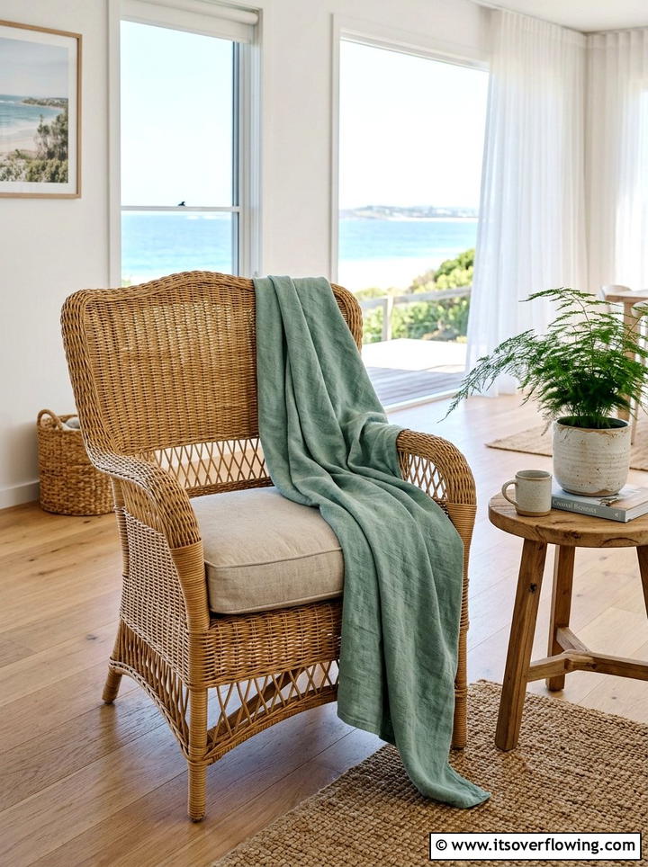 Wicker Armchair Style - 25 front porch decor ideas with throws
