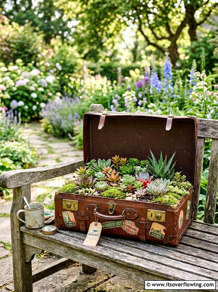 Wicker Basket Planter - 25 reusing old things ideas for balcony garden