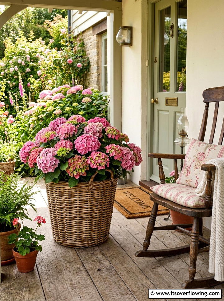 Wicker Basket Planter - 25 upcycled garden ideas for renters