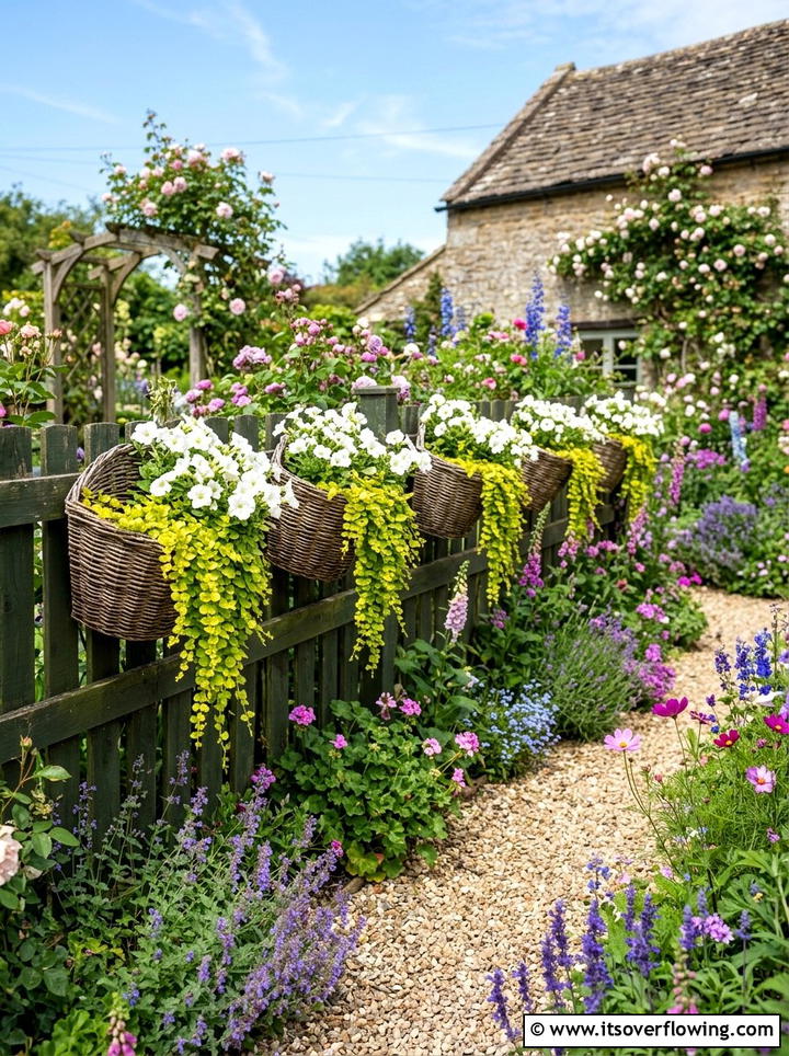 Wicker Basket Wall Planter - 25 creative garden ideas with wall mounted planters