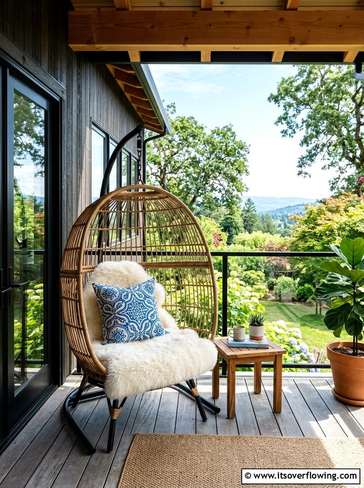 Wicker Egg Chair - 25 front porch ideas with boho style