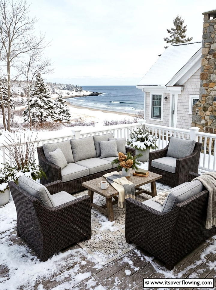 Wicker Furniture Set - 25 front porch ideas for cold climates