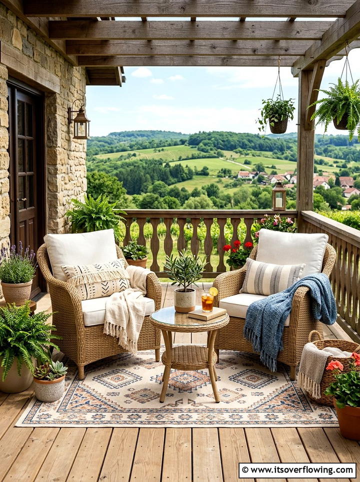 Wicker Furniture Set - 25 front porch decor ideas with rustic accents