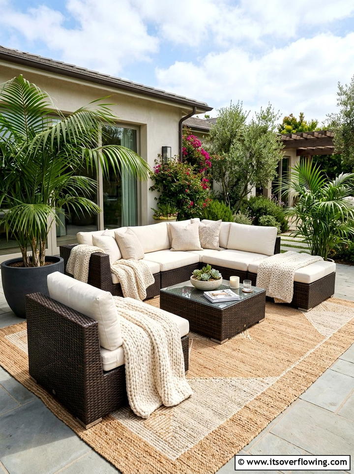 Wicker Furniture Texture - 25 backyard decorating ideas with throws