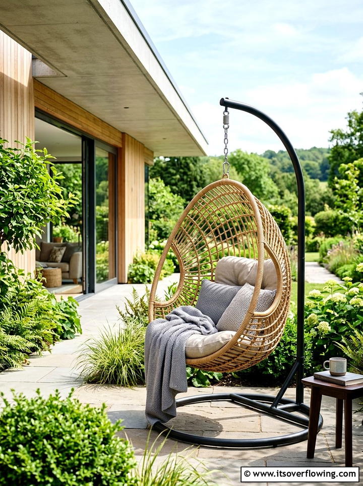 Wicker Hanging Egg Chair - 25 front porch ideas with wicker furniture