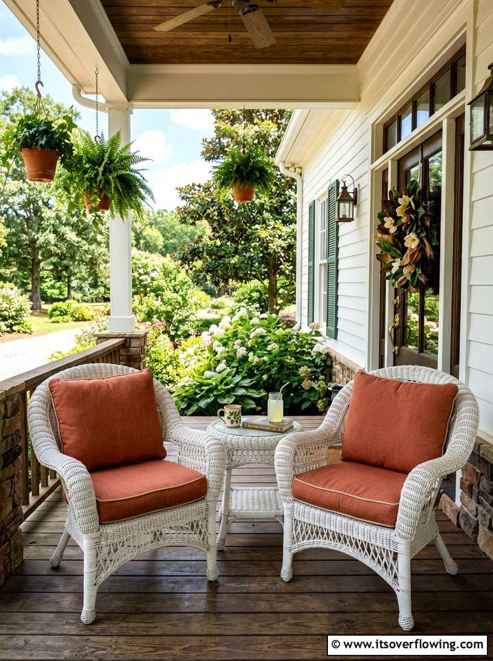 Wicker Porch Chairs - 25 front porch decor ideas with magnolia wreath