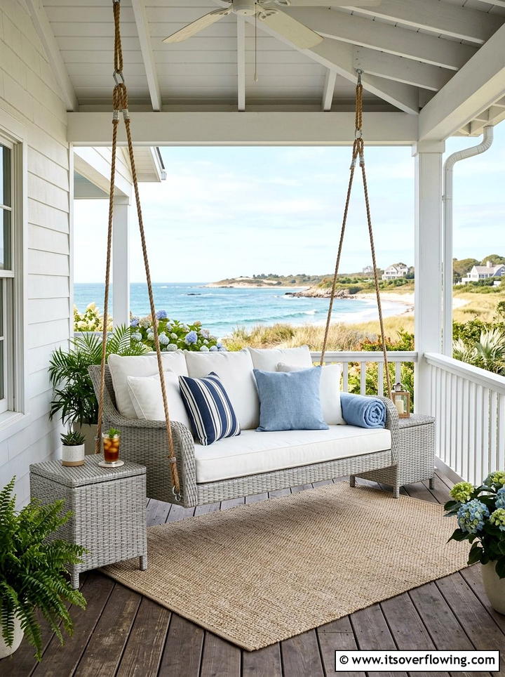 Wicker Porch Swing Set - 25 garden decor ideas with porch swings
