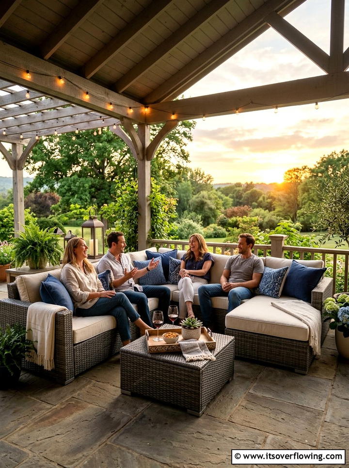 Wicker Sectional Sofa - 25 front porch ideas for deep porch