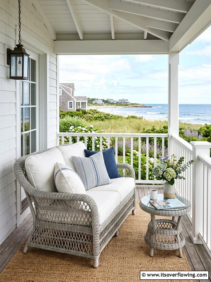 Wicker Settee - 25 front porch decor ideas with farmhouse charm
