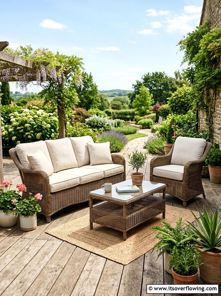Wicker patio furniture - 25 backyard decorating ideas with rustic accents