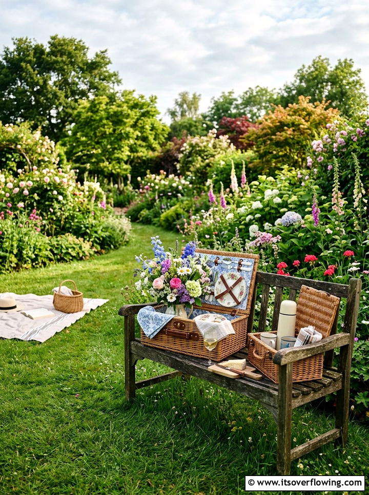 Wicker picnic basket - 25 garden decor ideas for outdoor parties